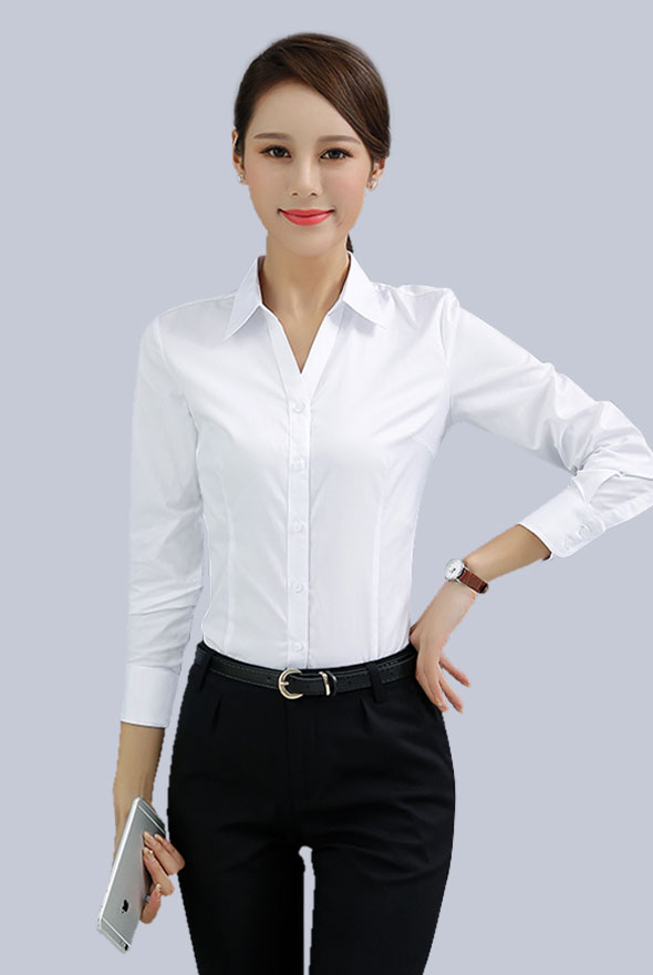 女士V領襯衫定制